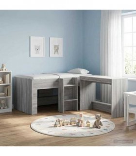 vidaXL Kids'High Bed Frame Grey Sonoma 80 x 160 cm Engineered Wood