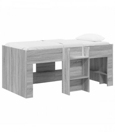 vidaXL Kids'High Bed Frame Grey Sonoma 80 x 160 cm Engineered Wood