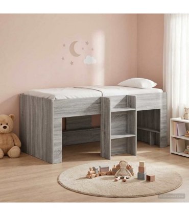 vidaXL Kids'High Bed Frame Grey Sonoma 80 x 160 cm Engineered Wood