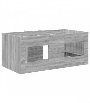 vidaXL Kids'High Bed Frame Grey Sonoma 80 x 160 cm Engineered Wood
