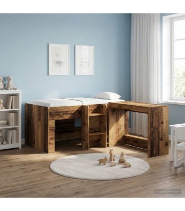 vidaXL Kids'High Bed Frame Old Wood 80 x 160 cm Engineered Wood