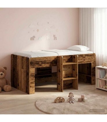 vidaXL Kids'High Bed Frame Old Wood 80 x 160 cm Engineered Wood