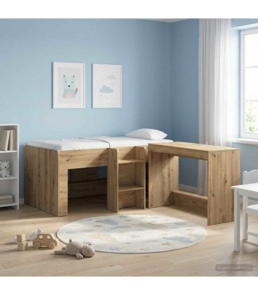 vidaXL Kids'High Bed Frame Artisan Oak 80 x 160 cm Engineered Wood