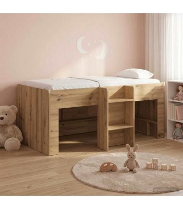 vidaXL Kids'High Bed Frame Artisan Oak 80 x 160 cm Engineered Wood