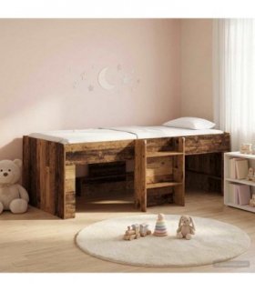 vidaXL Kids'High Bed Frame Old wood 90 x 190 cm Engineered Wood