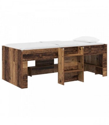 vidaXL Kids'High Bed Frame Old wood 90 x 190 cm Engineered Wood