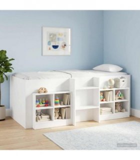 vidaXL Kids'High Bed Frame White 75 x 190 cm Engineered Wood