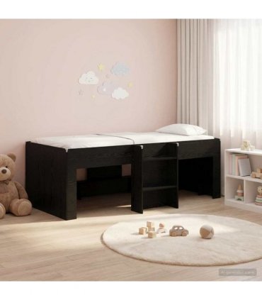vidaXL Kids'High Bed Frame Black Oak 75 x 190 cm Engineered Wood