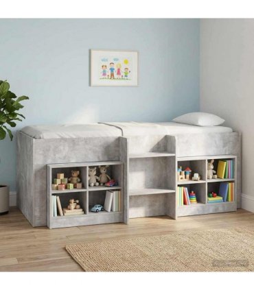 vidaXL Kids'High Bed Frame Concrete Grey 75 x 190 cm Engineered Wood