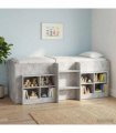 vidaXL Kids'High Bed Frame Concrete Grey 75 x 190 cm Engineered Wood
