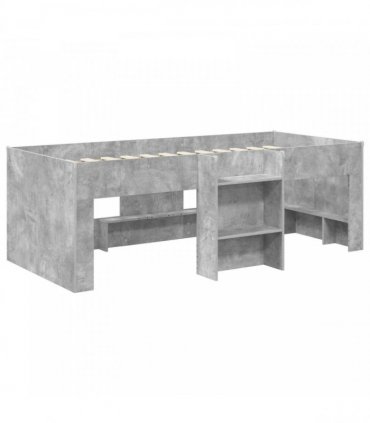 vidaXL Kids'High Bed Frame Concrete Grey 75 x 190 cm Engineered Wood