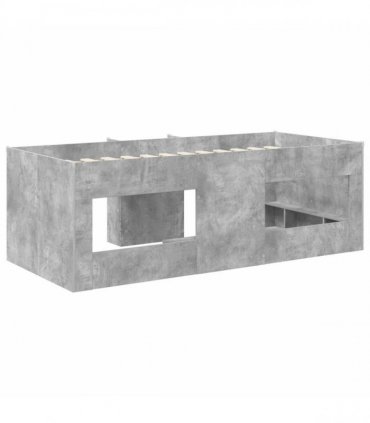 vidaXL Kids'High Bed Frame Concrete Grey 75 x 190 cm Engineered Wood