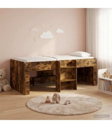 vidaXL Kids'High Bed Frame Smoked Oak 75 x 190 cm Engineered Wood