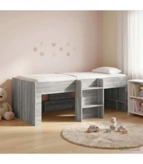 vidaXL Kids'High Bed Frame Grey Sonoma 75 x 190 cm Engineered Wood