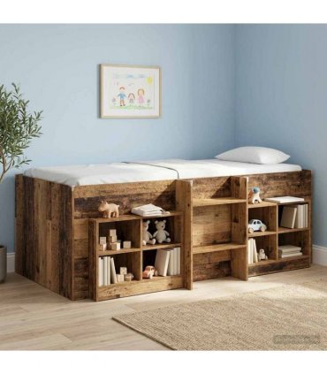 vidaXL Kids'High Bed Frame Old Wood 75 x 190 cm Engineered Wood