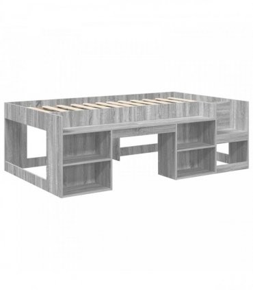 vidaXL Kids'Bed Frame Grey Sonoma 90 x 200 cm Engineered Wood