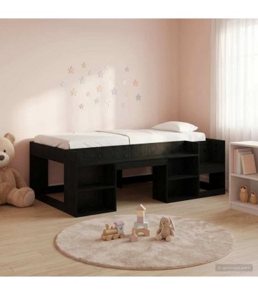 vidaXL Kids'Bed Frame Black Oak 100 x 200 cm Engineered Wood
