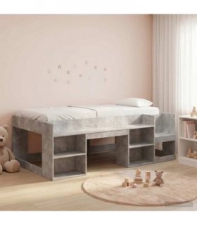 vidaXL Kids'Bed Frame Concrete Grey 100 x 200 cm Engineered Wood