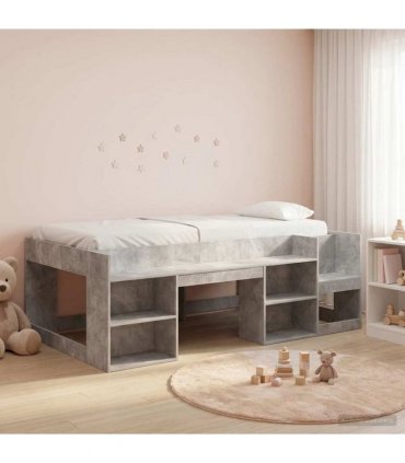 vidaXL Kids'Bed Frame Concrete Grey 100 x 200 cm Engineered Wood