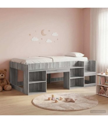 vidaXL Kids'Bed Frame Grey Sonoma 100 x 200 cm Engineered Wood