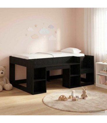 vidaXL Kids'Bed Frame Black Oak 80 x 160 cm Engineered Wood