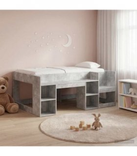 vidaXL Kids'Bed Frame Concrete Grey 80 x 160 cm Engineered Wood