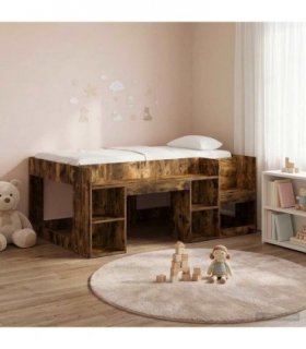 vidaXL Kids'Bed Frame Smoked Oak 80 x 160 cm Engineered Wood