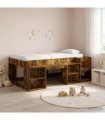 vidaXL Kids'Bed Frame Smoked Oak 90 x 190 cm Engineered Wood