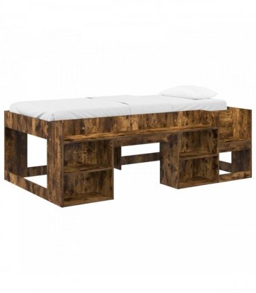 vidaXL Kids'Bed Frame Smoked Oak 90 x 190 cm Engineered Wood