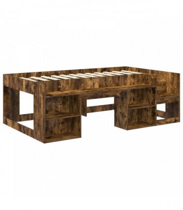 vidaXL Kids'Bed Frame Smoked Oak 90 x 190 cm Engineered Wood
