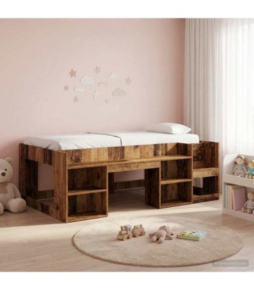vidaXL Kids'Bed Frame Old Wood 90 x 190 cm Engineered Wood
