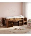 vidaXL Kids'Bed Frame Old Wood 90 x 190 cm Engineered Wood