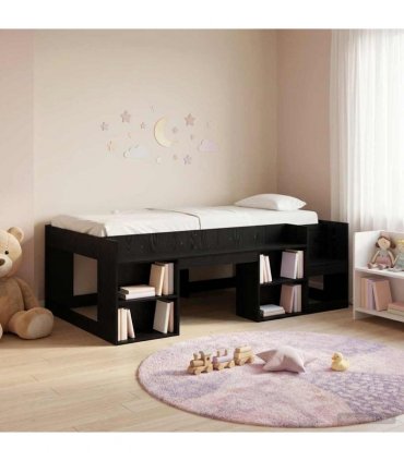 vidaXL Kids'Bed Frame Black Oak 75 x 190 cm Engineered Wood