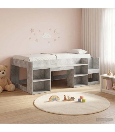 vidaXL Kids'Bed Frame Concrete Grey 75 x 190 cm Engineered Wood