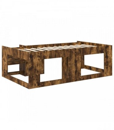vidaXL Kids'Bed Frame Smoked Oak 75 x 190 cm Engineered Wood