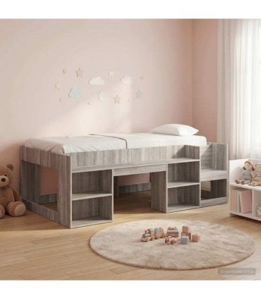 vidaXL Kids'Bed Frame Grey Sonoma 75 x 190 cm Engineered Wood