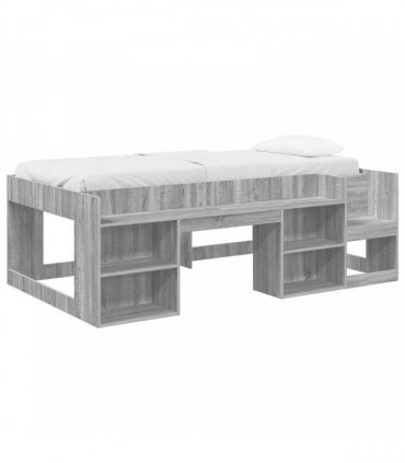 vidaXL Kids'Bed Frame Grey Sonoma 75 x 190 cm Engineered Wood