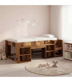 vidaXL Kids'Bed Frame Old Wood 75 x 190 cm Engineered Wood