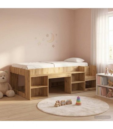 vidaXL Kids'Bed Frame Artisan Oak 75 x 190 cm Engineered Wood