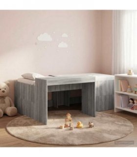vidaXL Kids'High Bed Frame with Desk Grey Sonoma 80 x 200 cm
