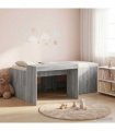 vidaXL Kids'High Bed Frame with Desk Grey Sonoma 90 x 200 cm