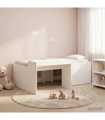 vidaXL Kids'High Bed Frame with Desk White 100 x 200 cm