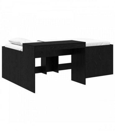 vidaXL Kids'High Bed Frame with Desk Black 98.5 x 203 cm