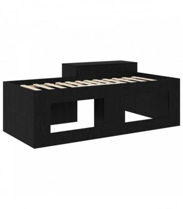 vidaXL Kids'High Bed Frame with Desk Black 98.5 x 203 cm