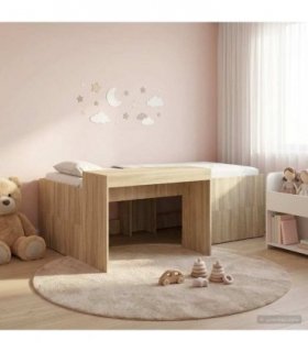 vidaXL Kids'High Bed Frame with Desk Sonoma Oak 100 x 200 cm