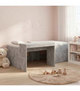 vidaXL Kids'High Bed Frame with Desk Concrete Grey 98.5 x 203 cm