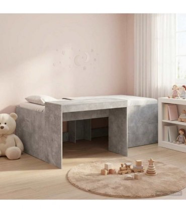 vidaXL Kids'High Bed Frame with Desk Concrete Grey 98.5 x 203 cm
