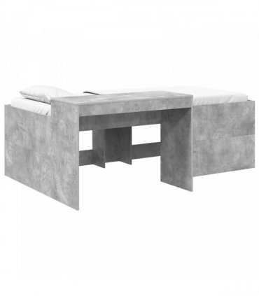 vidaXL Kids'High Bed Frame with Desk Concrete Grey 98.5 x 203 cm