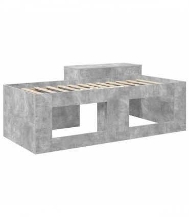 vidaXL Kids'High Bed Frame with Desk Concrete Grey 98.5 x 203 cm