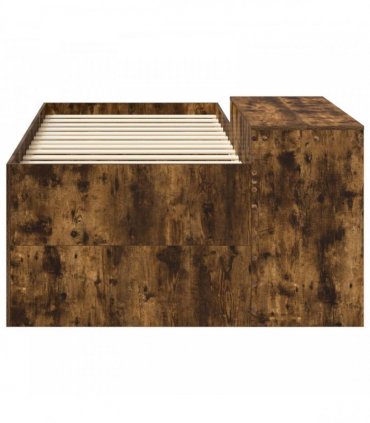 vidaXL Kids'High Bed Frame with Desk Smoked Oak 98.5 x 203 cm